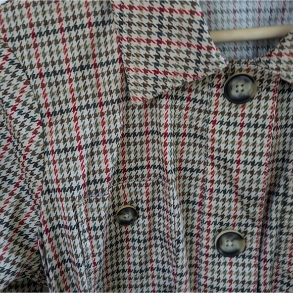 Cabi 3734 Sherlock Trench Coat Jacket Tan Multi Houndstooth Check Belt M Medium - Picture 8 of 12